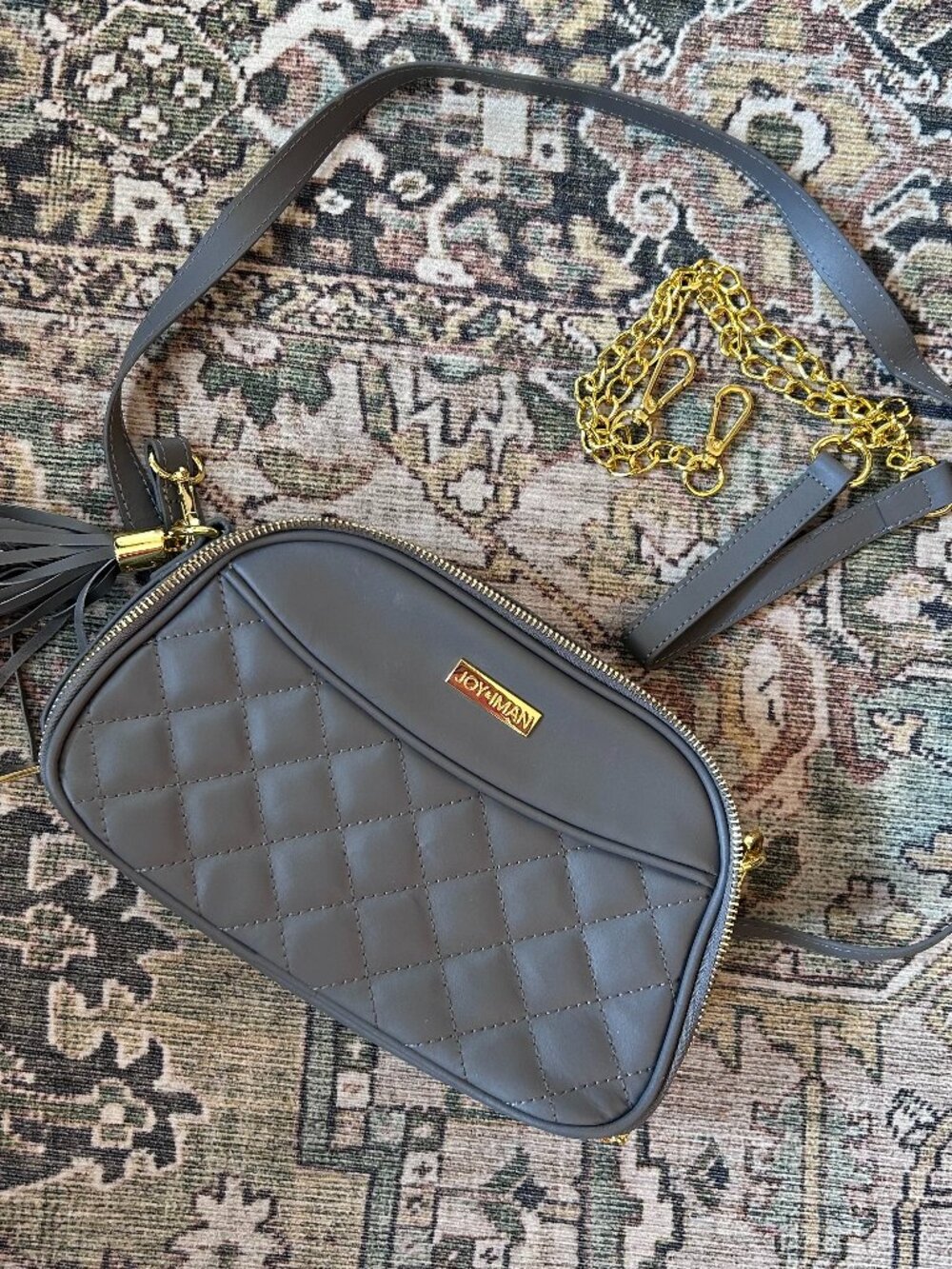 Joy Mangano & Iman Quilted Leather Crossbody Bag With Two Straps